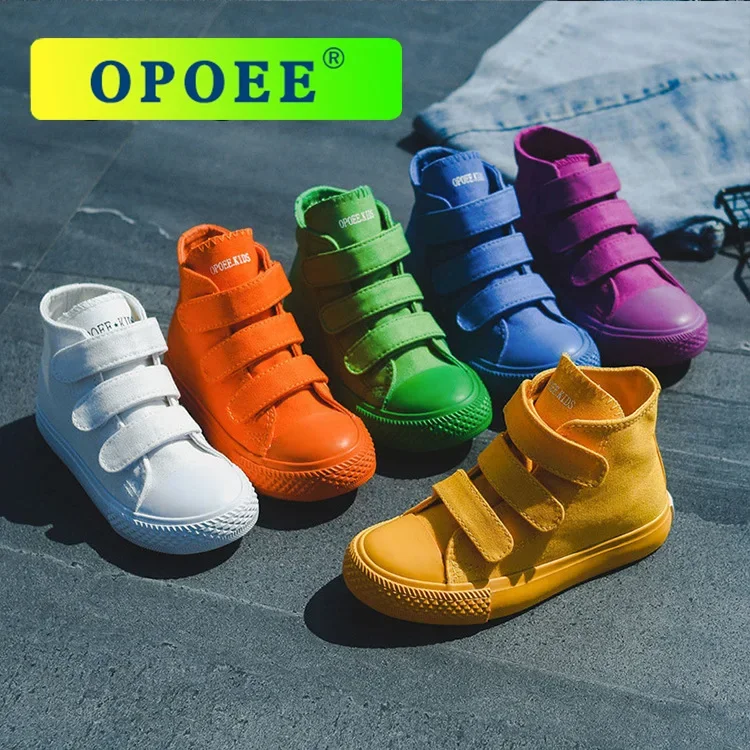 

Новая детская весенне-осенняя корейская тканевая обувь ярких цветов для девочек, джинсовая парусиновая обувь, детская повседневная обувь с низким берцем на мягкой подошве для мальчиков