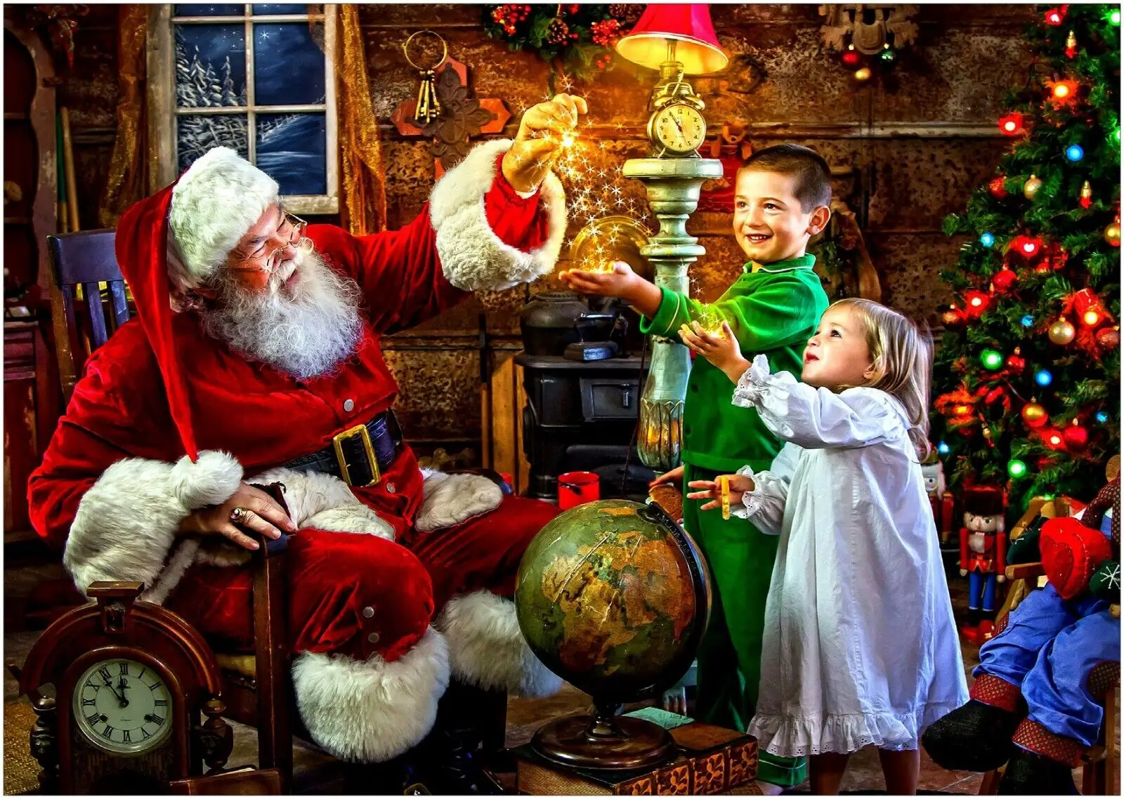

Father Christmas Santa Print Art Canvas Poster For Living Room Decor Home Wall Picture