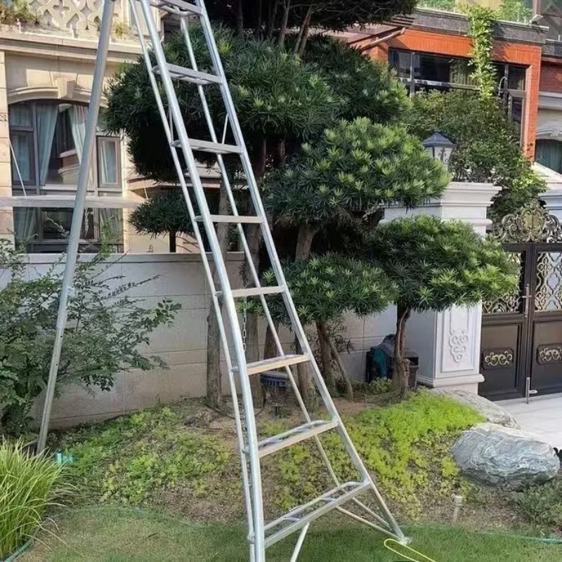 Aluminum alloy triangular ladder, garden special fruit tree picking ladder, green pruning ladder, three-legged ladder