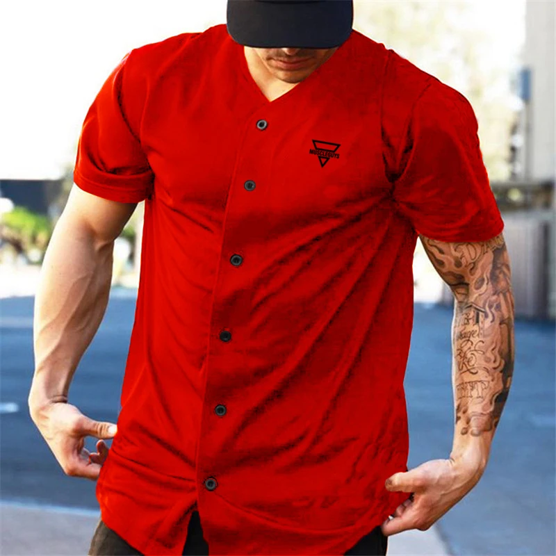 Brand Mens Fitness Clothing Bodybuilding Sports Running Casual Shirts Mesh Workout Fashion Oversize  Short Sleeve Shirt