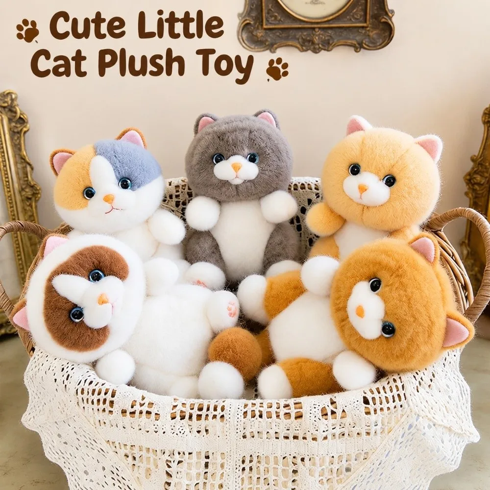 25cm Simulated Cat Doll Pendant Furry Cartoon Plush Cat Doll Keychain Soft with Metal Clip Stuffed Kitten Keychain