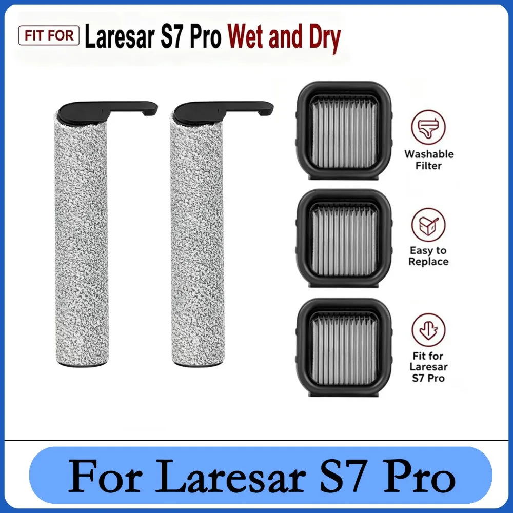 Fit For Laresar S7 Pro Wet Dry Vacuum Cleaner Replacement Roller Brush and HEPA Filter can Effective Clean Different Floor dirt