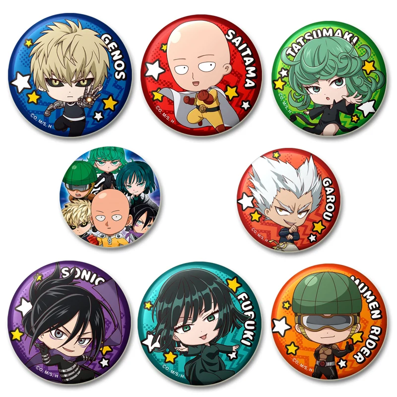 Alfileres de solapa de Anime One Punch Man, Cosplay de dibujos animados, Saitama, Genos, Jenos, Sonic, Tatsumaki, Fubuki, Garou, broches, accesorios, regalos