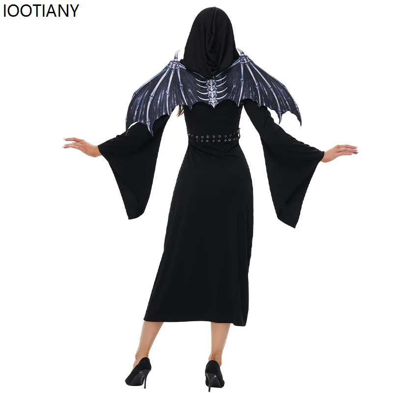 Halloween Gothic Demon Heks Cosplay Kostuums Vrouwen Zwarte Engel Verkleedkleding Carnaval Feest Optreden Zwarte Jurken Nieuw