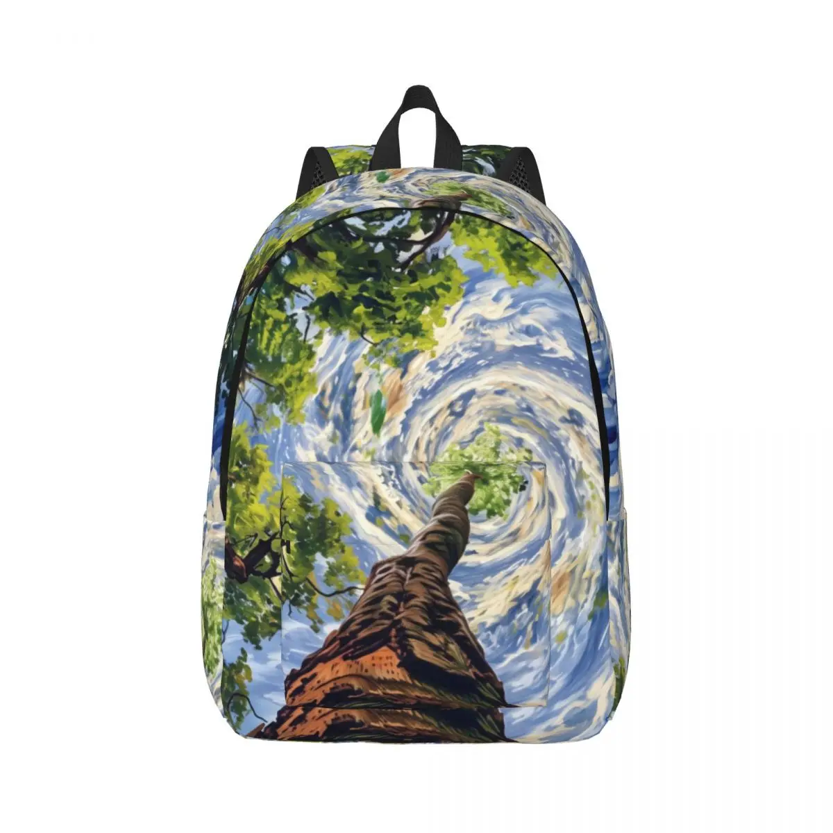 Fresh Student Backpack Center Tree Sky Modern Artistic Blue Green Multi Color Lightweight Daypack for School Outdoor Weekend Gym
