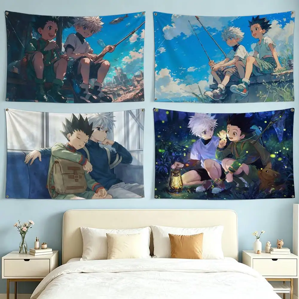 Anime H-HUNTERXHUNTER  Flags Wall Hanging Tapestry Outdoor Garage Room Decorative flag Background Blanket