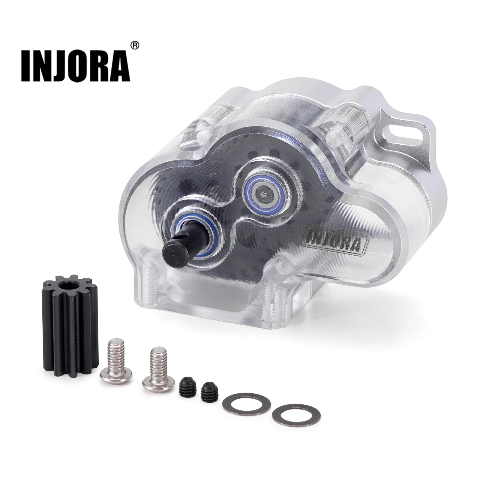 INJORA LCG Transmission Complete Gearbox with Clear Cover for 1/10 RC Crawler SCX10 SCX10 II Upgrade