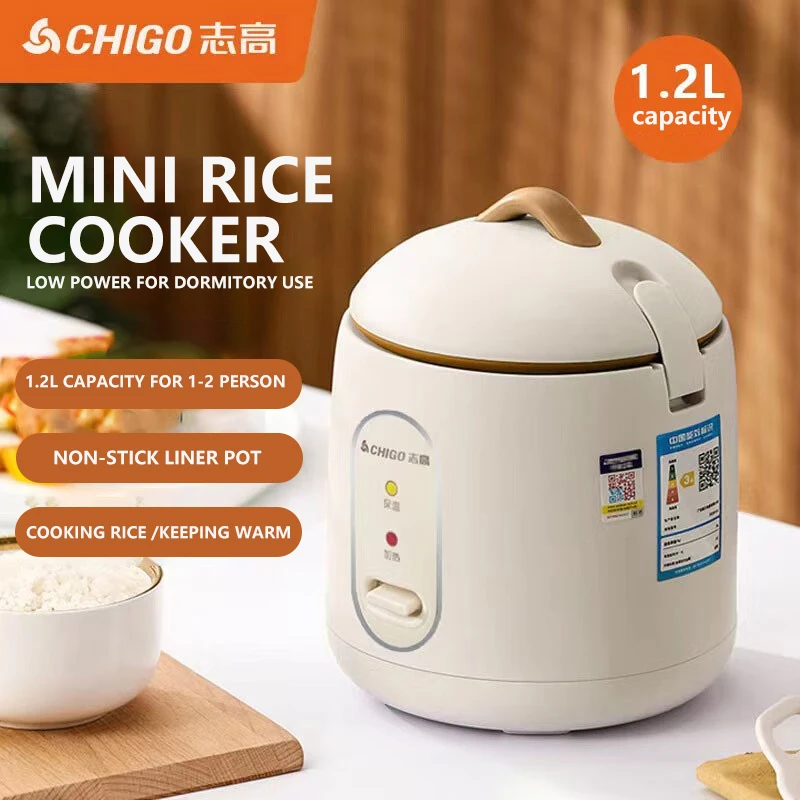 CHIGO 1.2L Electric Rice Cooker Home Non-Stick Coating Rice Cooking Pot Automatic Keep Warm Porridge Soup Steaming Pot Kitchen