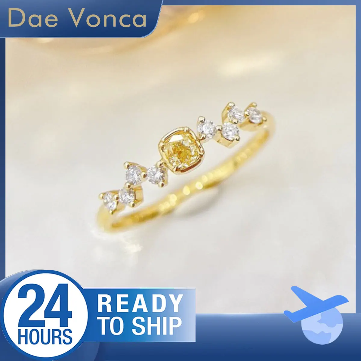 

Уникальное кольцо-обещание из желтого золота 18 карат, необычное желтое кольцо с натуральным бриллиантом, кольцо с желтым бриллиантом для женщин