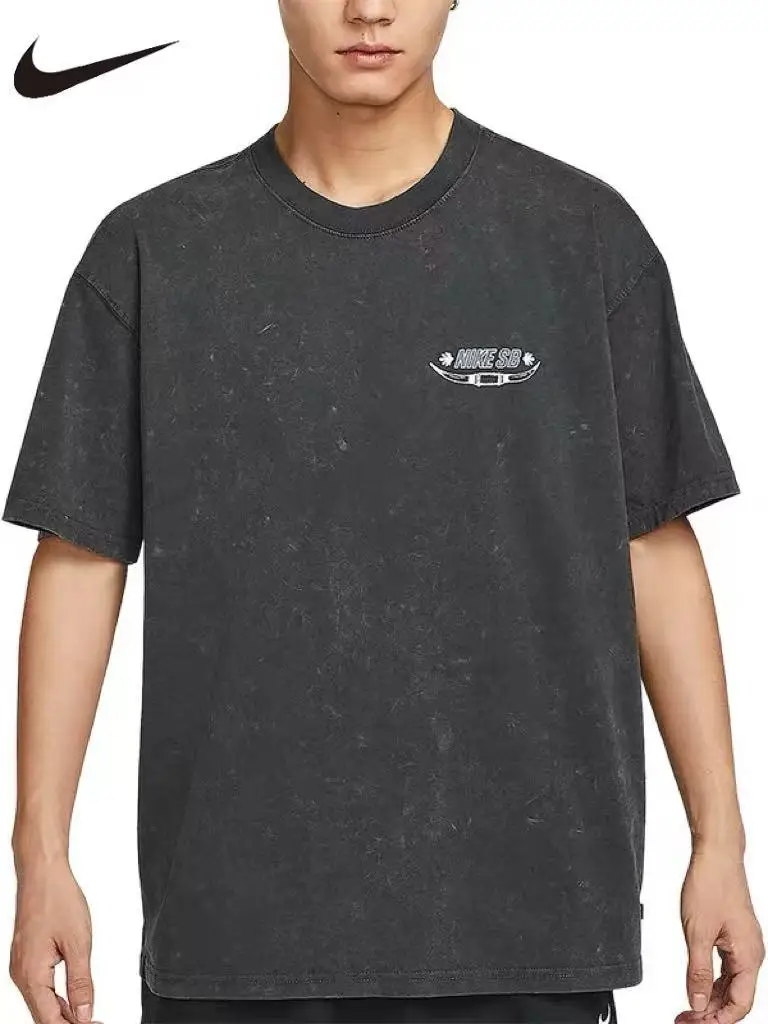 

looseNike Men Crew Neck T-Shirt Summer New Vintage Print Breathable Short Sleeve Tops Loose Casual Sports Tee HV1307-045