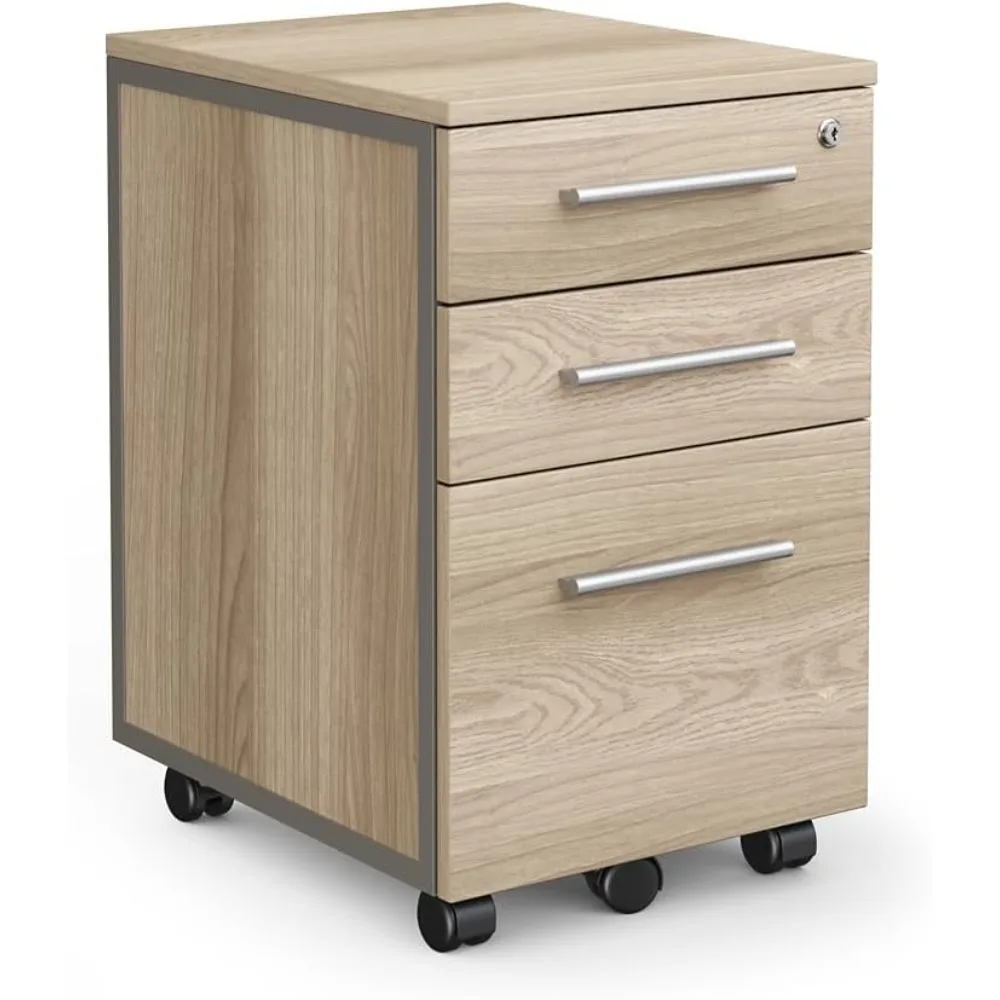 

NBF at Work Office Files Pedestal Cabinet — 3-х ящиков для документов с замком — Серые офисные шкафы для документов из ламината — Modern Mobi