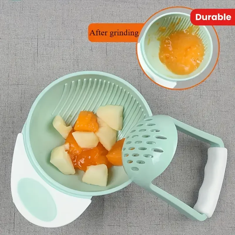 

1pc Polypropylene Manual Food Grinder, Fruit Puree Grinding Tool with Anti-Slip Bowl and Screen, Uncharged BHL1331-FRO