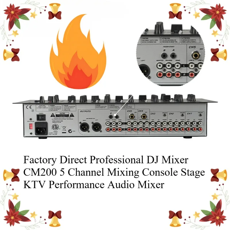 

Factory Direct Professional DJ Mixer CM200 5 Channel Mixing Console Stage KTV Performance Audio Mixer