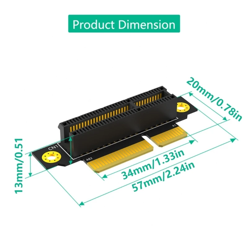 20mm PCIe 4x männlich weibliche Adapter Risers Card für 1U Server PC -Server Fall 601f