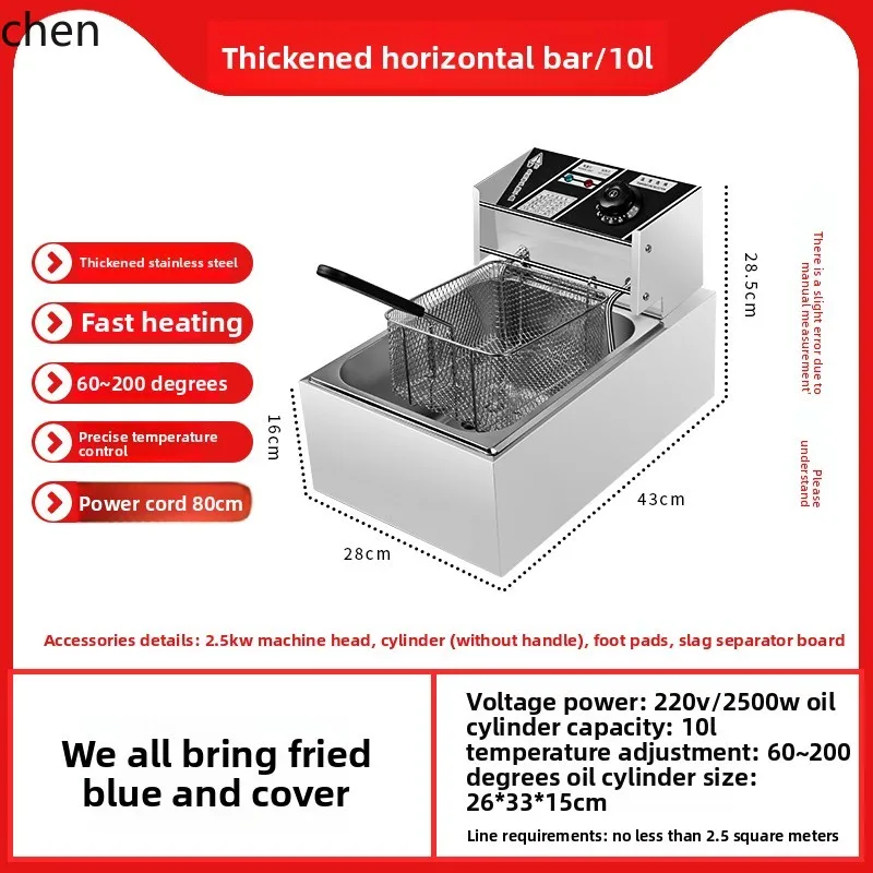 Fritadeira de aço inoxidável espessada comercial ZML Fritadeira de cilindro duplo único e grande capacidade