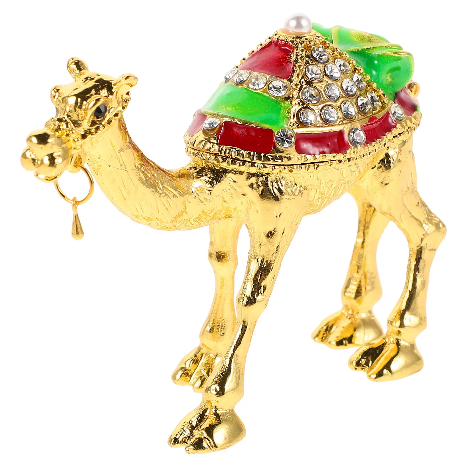 

Creative Camel Jewelry Box Aluminum Alloy Figurine Earring Small Trinkets Vintage Animal Hinge Decor Metal Craft
