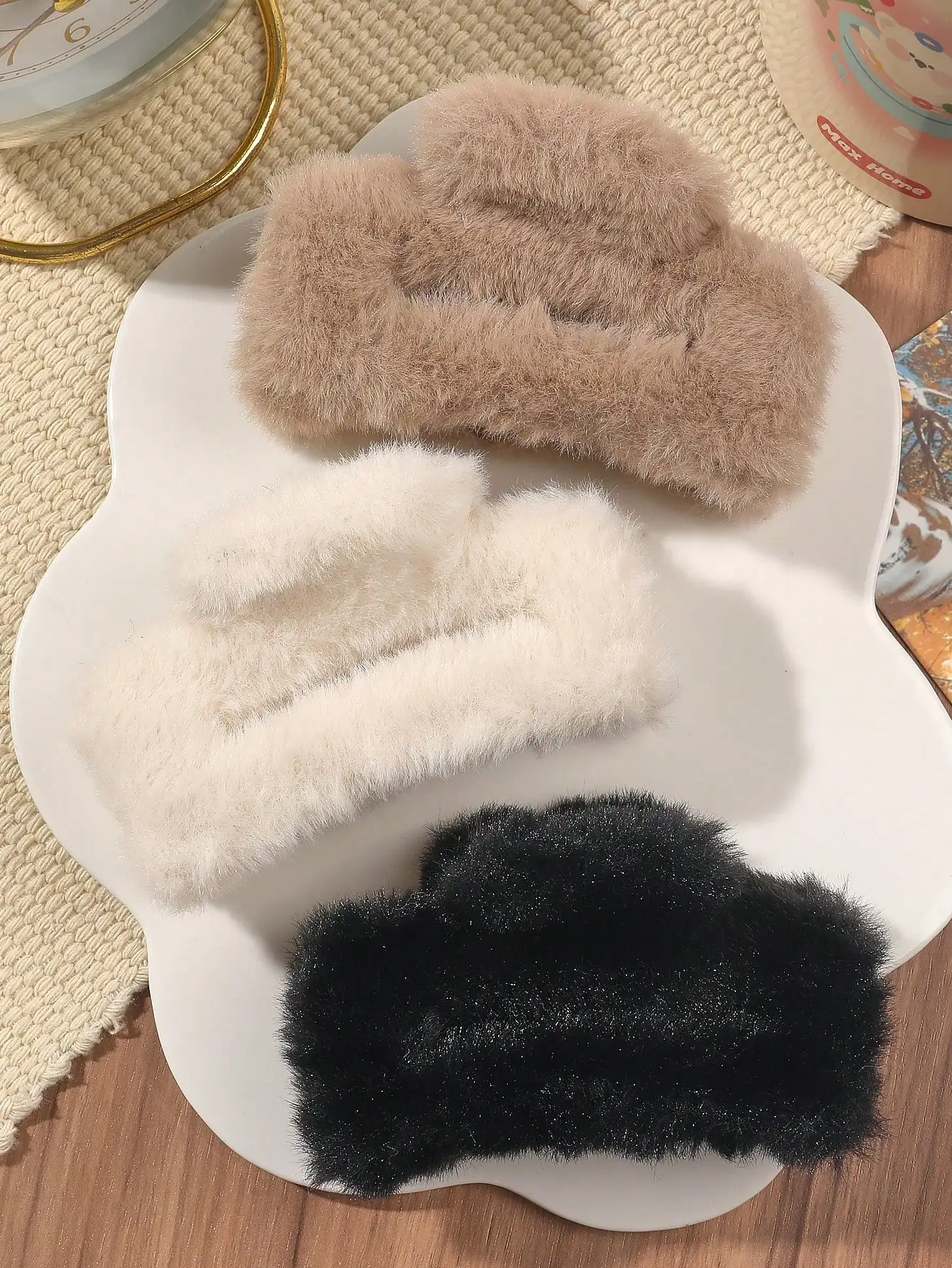 Pinza para el pelo antideslizante grande y neutra peluda para cabello largo y grueso, Clips de plátano de sujeción fuerte y accesorios para el cabello rosa para mujer, 3 uds.