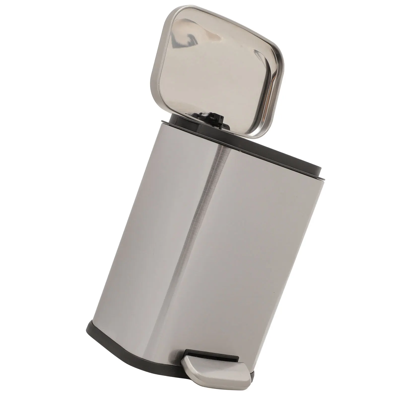 

Stainless Steel Pedal Trash Can 6L Silver Kitchen Bathroom Waste Bin Home Office Garbage Container Rectangle
