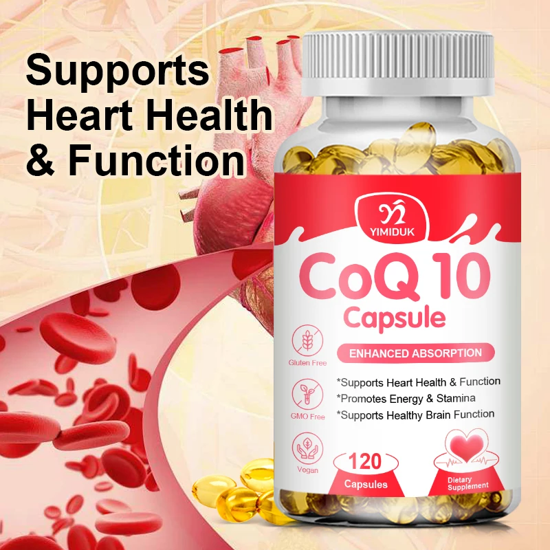 

Coenzyme Q10 Softgels Capsules, Gluten Promoting Cardiovascular Health and Heart Health Provides Energy To Support Joint Health