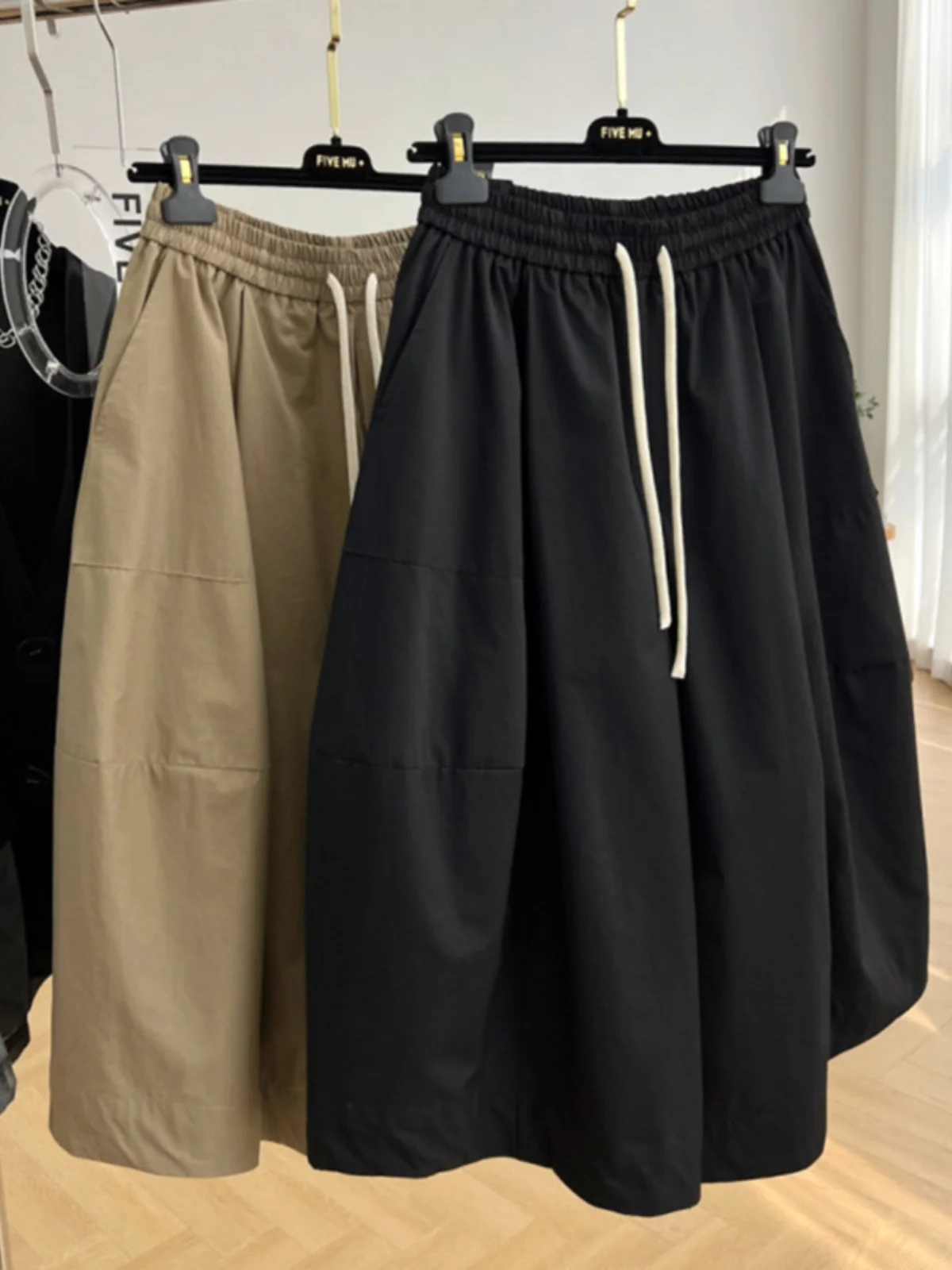 plus Size Elastic Waist Wide Leg Pants Women Summer Loose Cuffed Seven-Foot Casual Trousers Comfortable Loose Fit High Waist