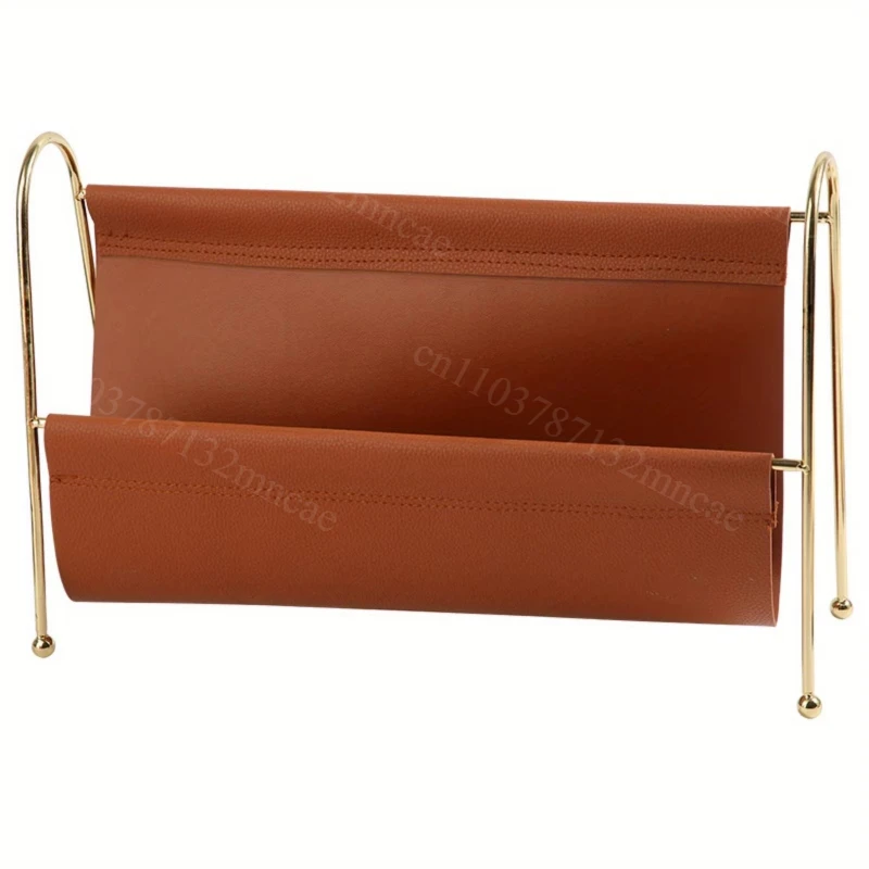 Metal magazine rack - with a gold frame, suitable for compact storage space in home offices/bookshelves decoration