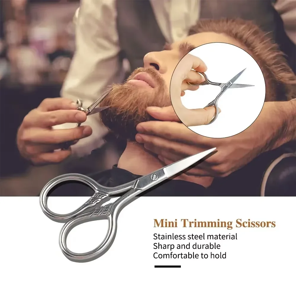 الرجال فرشاة الحلاقة مجموعة متعددة الوظائف مشط اللحية مقص صغير شعيرات الخنزير اللحية فرشاة الوجه الشارب اليومية المحمولة الرعاية أداة #5