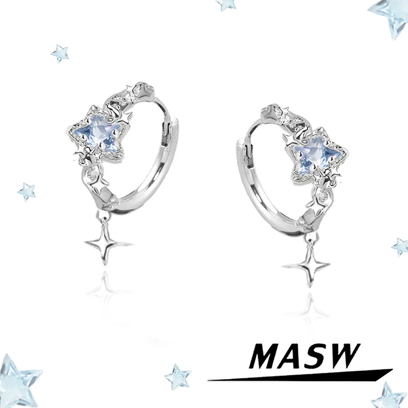 

MASW Original Design Luxury Temperament Blue Color Star Earrings For Women Wedding Gifts Fashion Jewelry Accessories 2025 New