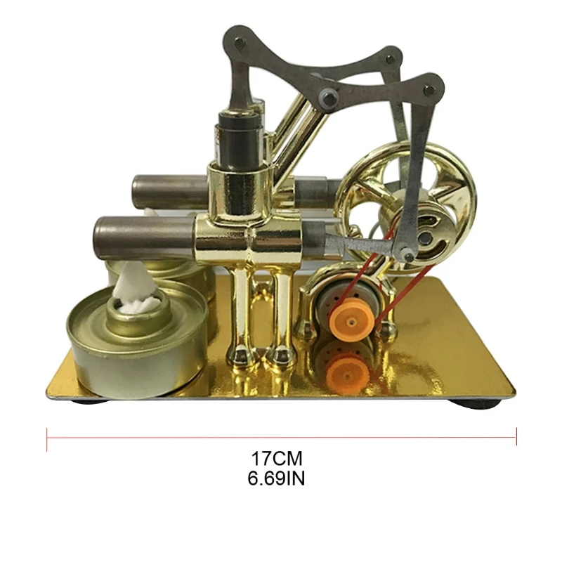 Moteur à Double moteur Stirling tout en métal, modèle d'expérimentation, Double générateur puissance, moteur éducatif, jouet,