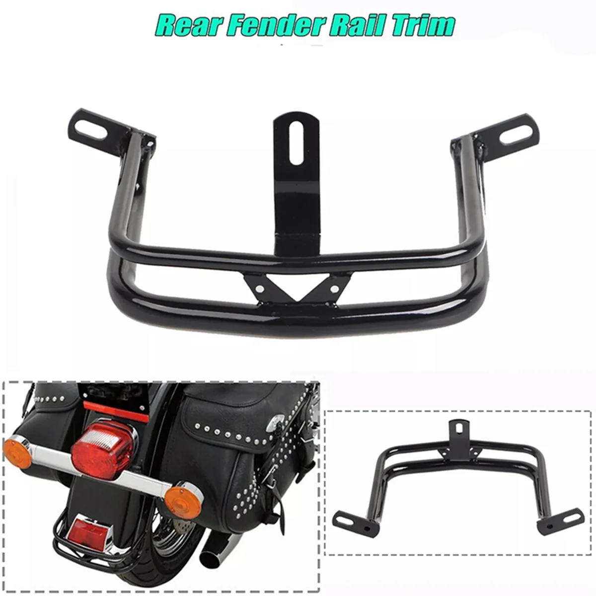 

COP-mRear Fender Rail Trim Bumper Fit for Harley FLT FLHT FLHR FLHRC 1980-2008