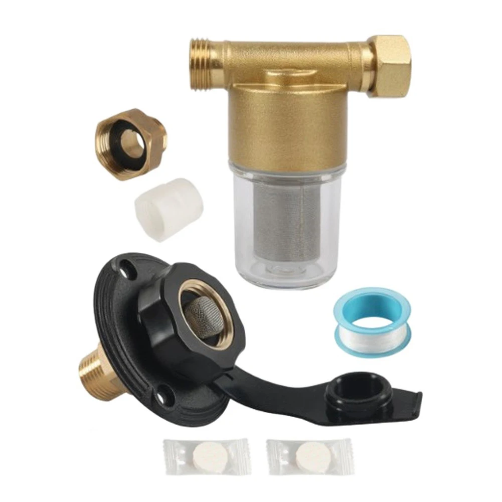 RV Water Filter System  Reusable Stainless Steel Screen Liquid Purification System Brass Housing  City Water Fill Inlet