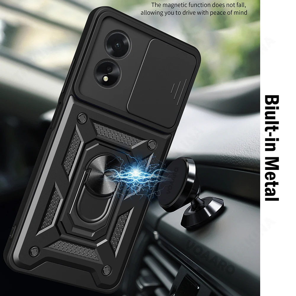 Slide Lens Camera Protection Funda for Itel P55 5G Case Magnetic Ring Stand Holder Cover for Itel P55 5G P661N Armor Case Capa