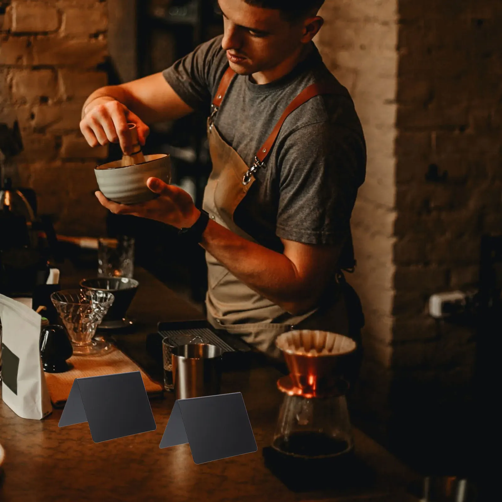 

10Pcs Mini Black Rewritable Chalkboard Sign Tabletop Display Board Desktop Acrylic Message Board Erasable Small Blackboard