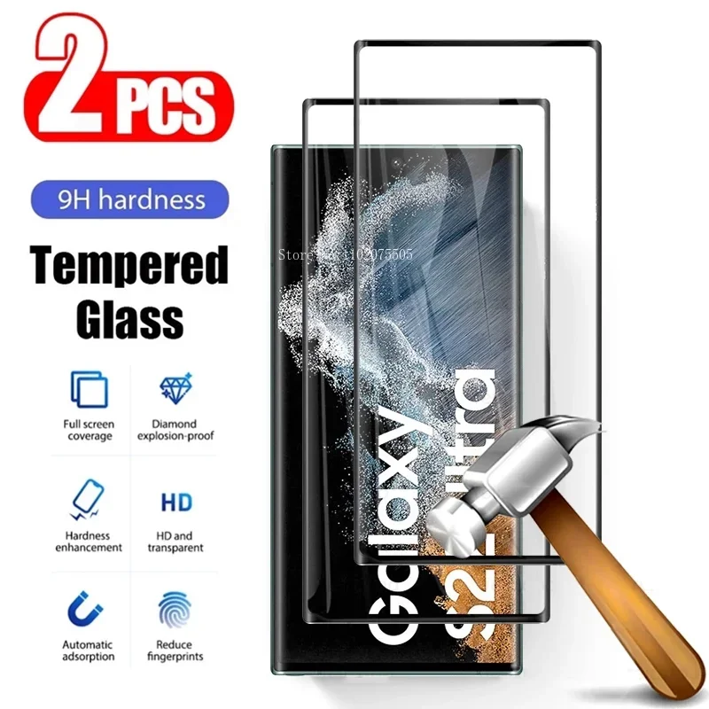 2PCS Tempered Glass For Samsung Galaxy S22 Ultra S21 S23 Plus Protective Glass For S20 S21 FE S24 Plus S22 Screen Protector Film