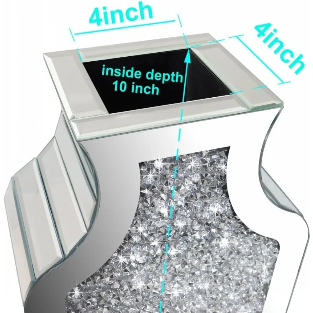 Decorazione della stanza vaso a specchio decorativo in vetro argento cristallo di grandi dimensioni di lusso per la decorazione domestica. Non può