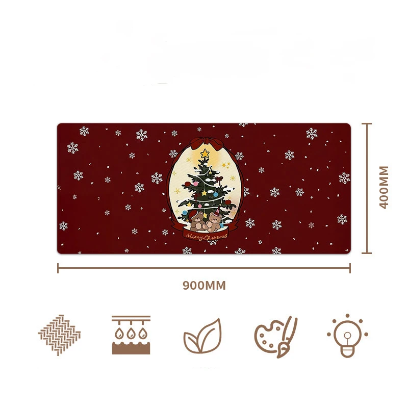 Cute Little Bear Christmas Autumn/Winter Leather Table Mat Waterproof Leather Gaming Keyboard Mat For Girls Hearts Office Mat