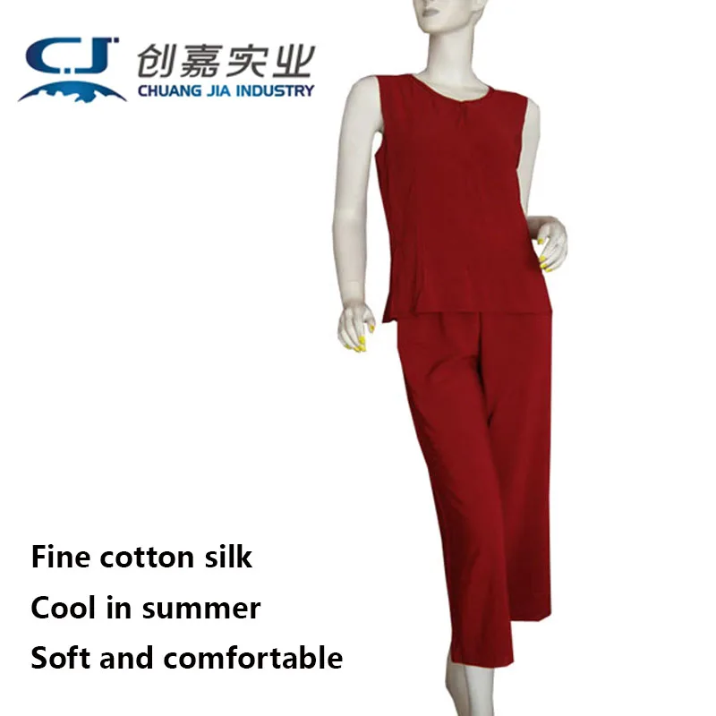 Cotton Silk Summer Women's Vest Pants Suit Fat Home Casual Clothing Solid Color Cool Sense Holiday Jogging Women's Clothes 5XL