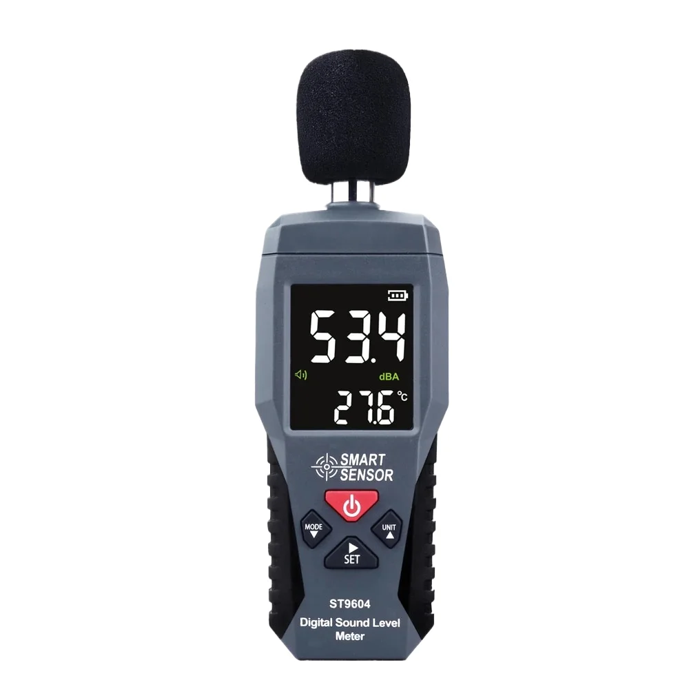 SMART SENSOR Digital Sound Level Meter 30-130 DB Decibel Meter LCD Backlight Sonometer Noise Meter With Thermometer Function