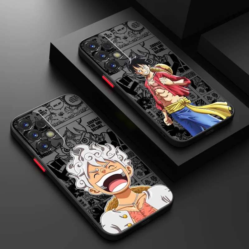 

Luxury Anime One Piece Luffs Phone Case For Samsung A73 A72 A71 A55 A54 A53 A52 A51 A35 A25 A15 A14 5G Frosted Translucent