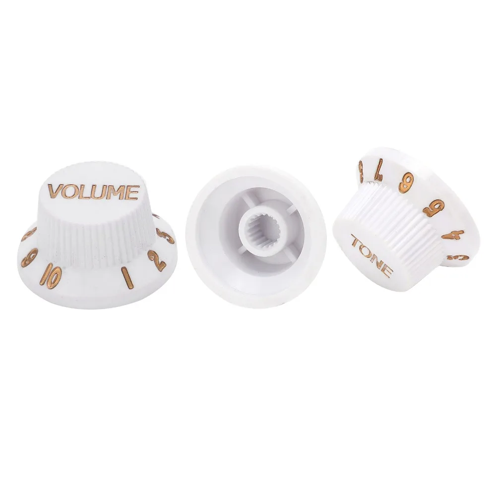 3PCS 1 Volume 2 Tone Guitar Control Knobs Plastic Material White Color Guitar Knob Set Volume Tone Knobs For Electric Guitar