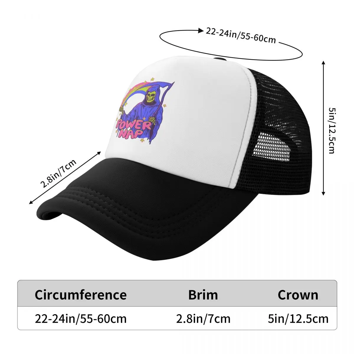 Halloween Skull Grim Reaper Death 80s Mesh Baseball Cap Unisex Sport Trucker Hat Power Nap Hats Breathable Sun Hats Summer  Cap