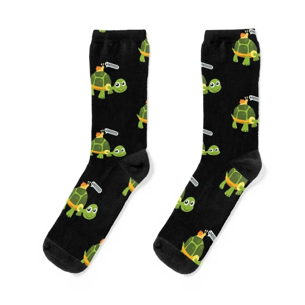 

Cute Snail Riding on Turtle Yelling Whee Animals Socks ankle Stockings compression summer valentine gift ideas Boy Socks Women's