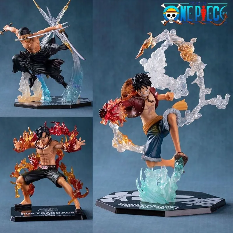 Цельный Луффи Эйс Ророноа Зоро для мальчика, новый мультфильм, аниме, коллекция периферийных устройств, модель, статуя, фигурка огненного кулака, орнамент, подарочная игрушка
