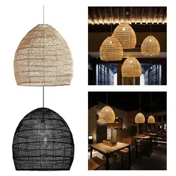 Japanese Bamboo Lantern Ceiling Hanging Lighting Rattan Shades Single Light