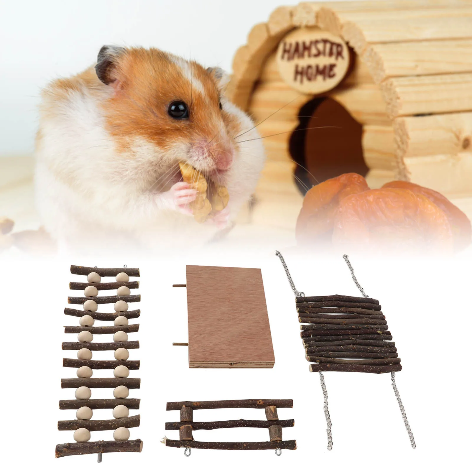 Hamster Wooden Playing Platform Log Durable Teeth Grinding Platform Ramps Playground Toys For Mouse Dwarf Hamster