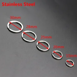 10/20PCS 100% Stainless Steel Key Chains Never Fade Split Ring 15 20 25 28 30mm 32mm Key Rings For Bag Car Jewelry Decoration