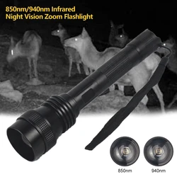 Lampe de poche de chasse à rayonnement infrarouge, C14, 10W, IR 850nm, 940nm, vision nocturne, zoomableDulWeapon, illuminateur, utilisation de la lumière, 18650