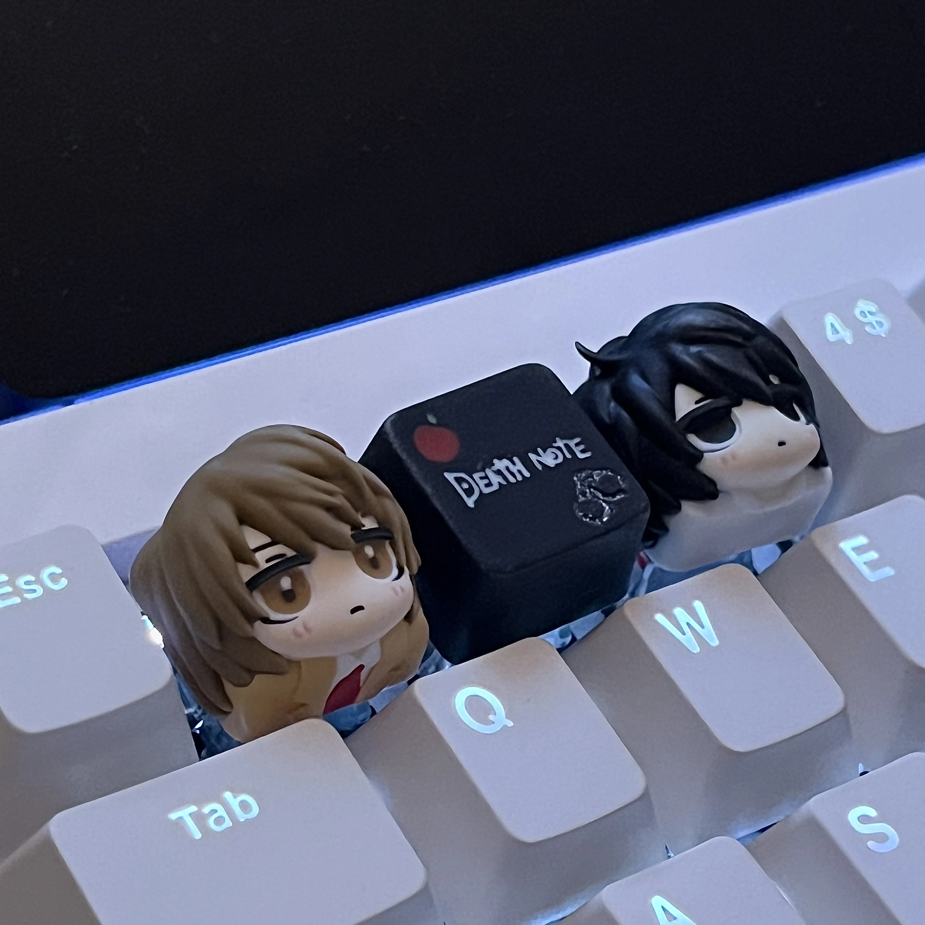 Cartoon Theme Keycaps Death Note Yagami Light L·Lawliet Anime Kawaii Mechanical Keyboard Accessory Keycaps Creativity Gift