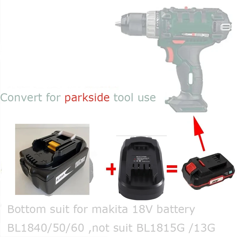 마키타 18V 배터리 컨버터용 어댑터, Parkside X20V 리튬 이온 공구 배터리 어댑터, 전동 공구 액세서리