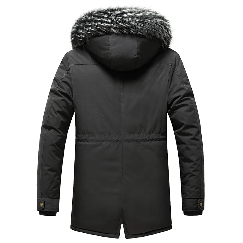 New Winter Fleece Men Parkas Jacket Long Hooded Fur Collar Windproof Coats Thick Warm Cotton Coat Mens Jackets Windbreaker Parka