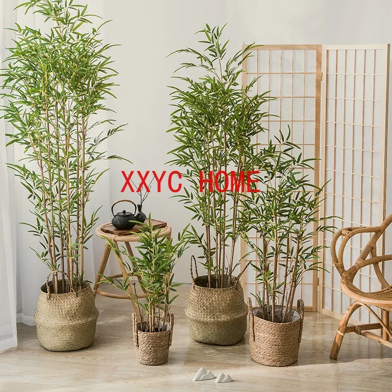 70-150cm Large Artificial Bamboo Tree Silk Plants Leaves Tropical Tall Bamboo Potted For Home Living Room Garden Corridor Decor